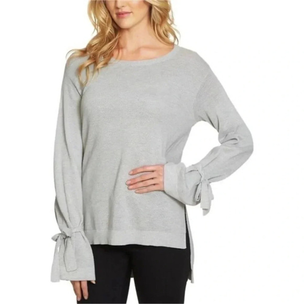 1 State Women’s Dainty Bow Tie Sleeve Knit Sweater, Black Size XS